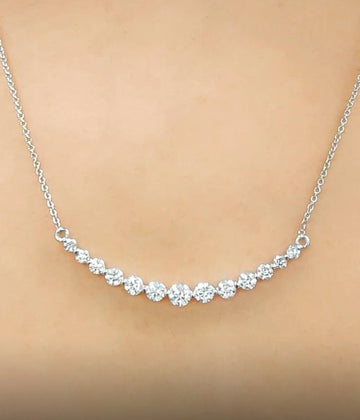 2.60 CT Brilliant Cut Lab Grown 7-Diamond Graduated Necklace